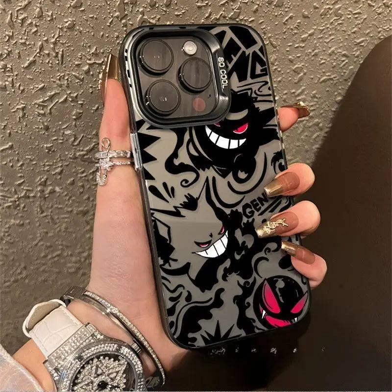 Anime Phone Case For Gengars P-Pokémons iPhone 16 15 14 13 12 11 Pro Max X XR XSMAX 8 7 Plus Candy Matte Shockproof Back Cover