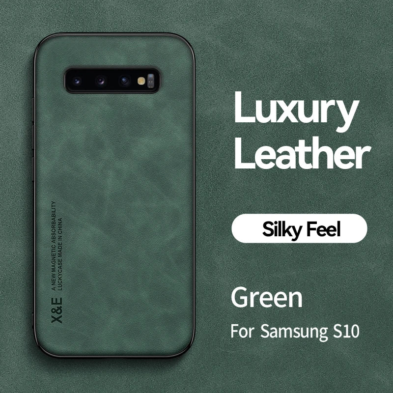 For Samsung Galaxy S8 S9 S10 Plus Case Luxury Leather Magnetic Car Holder Phone Case For Samsung S10E Note 8 9 10 Back Cover