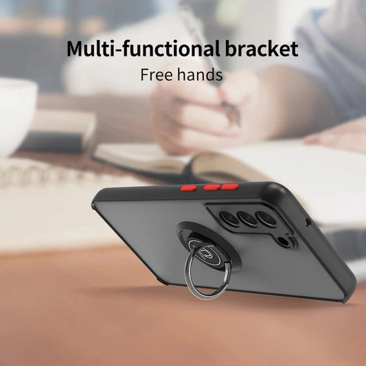 Magnetic Matte Case For Samsung Galaxy S25 S24 S23 S22 S21 S20 Ultra FE 5G S10 S9 Plus Lite Shock Proof Ring Holder Cover Funda