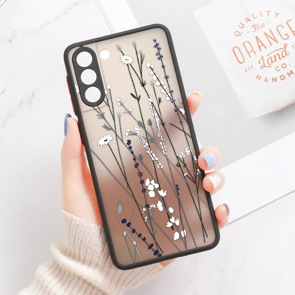 For Samsung S24 S22 Ultra Case Cover Samsung Galaxy S23 Ultra S 22 S21 S20 FE S10 Note 20 10 Plus S8 Lavender Flowers Clear Case