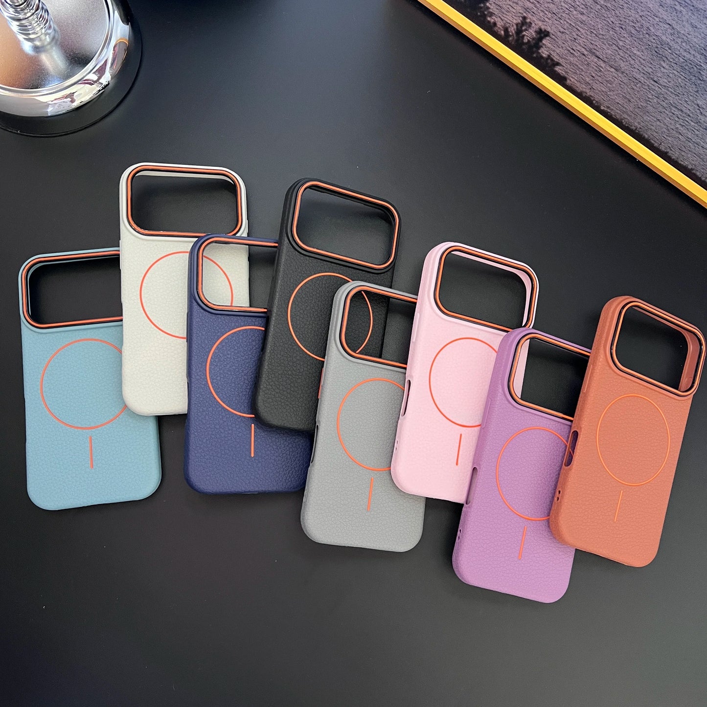 Frosted Hit Color Lichee Pattern Magnetic Phone Case For iPhone 17 Air 16 15 14 13 12 11 Pro Max Plus For Magsafe TPU Soft Cover