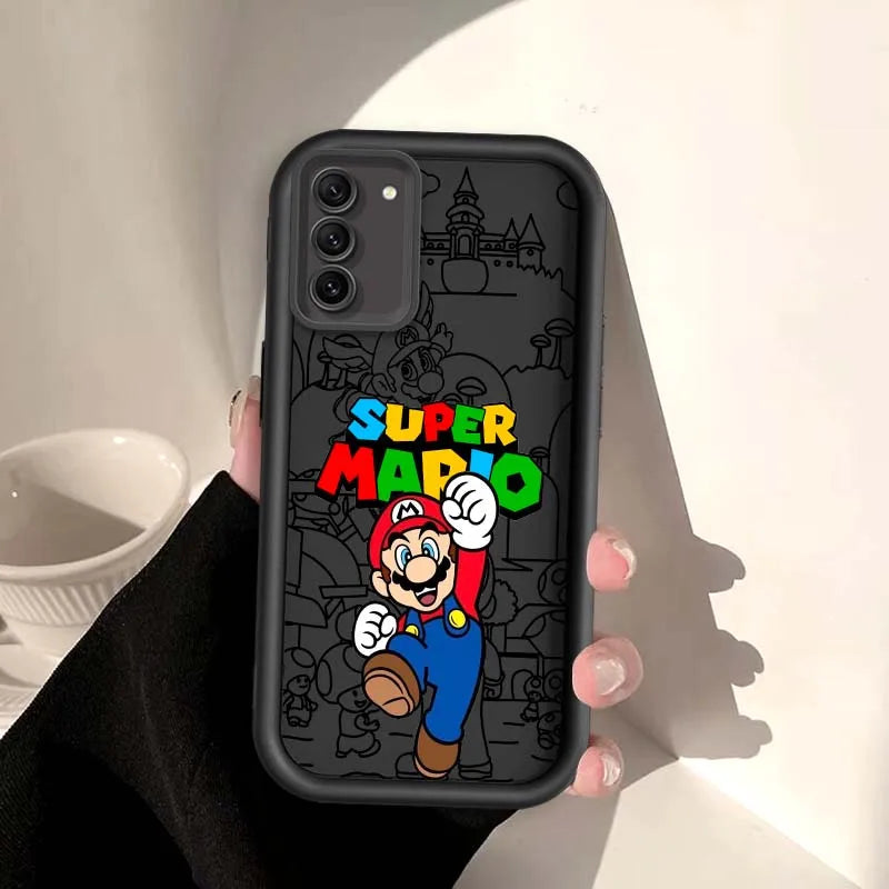 Anime M-Marios Cartoon Phone Case For Samsung Galaxy S25 S24 S23 S22 S21 S20 Ultra Plus FE 5G Eye Ladder Soft TPU Cover