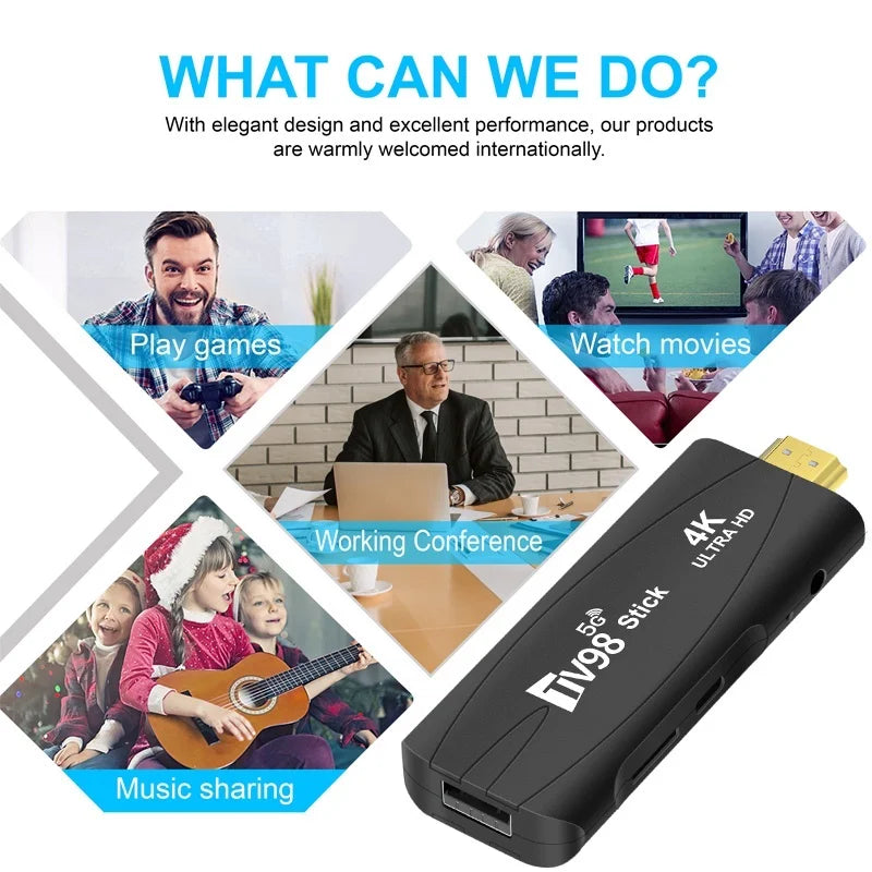 TV98 TV Stick Android 12.1 4K HD 2G 16G TV Box 2.4G 5G Dual Wifi Smart TV Box Media Player TV Receiver Andriod TV Stick