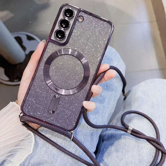 Crossbody Lanyard For Magsafe Magnetic Case For Samsung Galaxy S25 S24 S23 S21 S22 Plus FE Note 20 Ultra Wireless Charge Cover