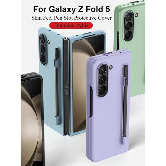 Skin Feel Slim Case for Samsung Galaxy Z Fold 6 5 4 3 with Stylus Pen Slot Holder Plastic Fold Shockproof Protection Hard Cover