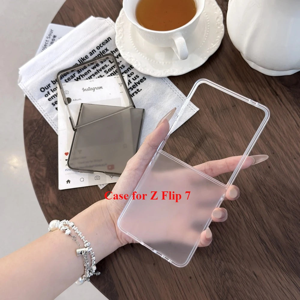 Z Flip6 7 Case Ultra Thin Slim Matte Cases for Samsung Galaxy Z Flip 6 7 5 4 3 PP Folding Shockproof Semi-Transparent Back Cover
