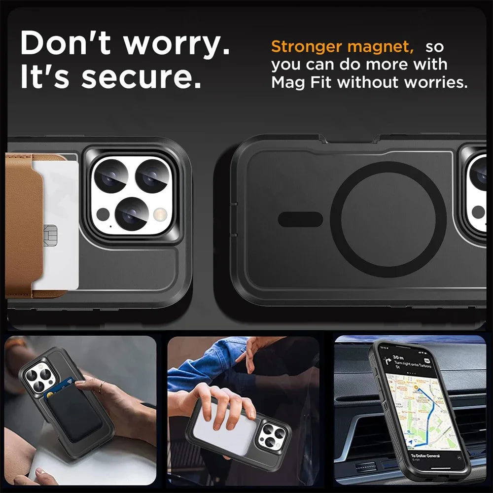 Case For iPhone 16 15 14 13 12 11 Pro XR Max Plus Heavy Duty Shockproof Anti-Scratch Rugged Protective with Kickstand Cover