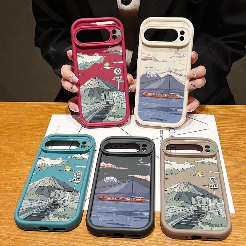 Landscape Pattern Solid Color TPU Case For Google Pixel 8 7 Pro 8A Pixel 9 Pro XL Shockproof Soft Silicone Cover Protector Cases