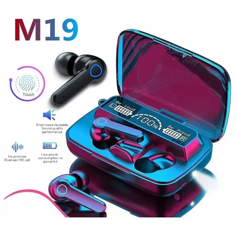 #M19 Bluetooth Headset Wireless Tws Gaming Support Noise-cancelling Touch In-ear Mini Emergency Power Bank Headset