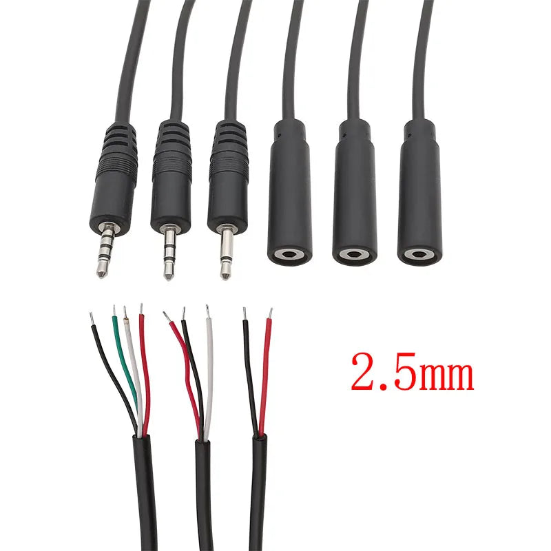1Pcs 2.5/3.5mm Male Plug/Female Jack Mono/Stereo AUX 2/3/4Pole To Bare Wire Connector DIY Audio Headphone Repair Extension Cable