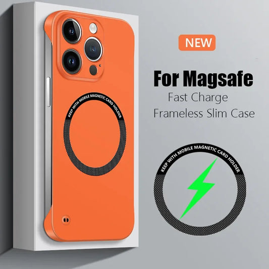 Frameless Magnetic For Magsafe Slim Case For iPhone 16 13 12 15 Pro Plus Max X XS Max XR Wireless Charging Hard Back Cover