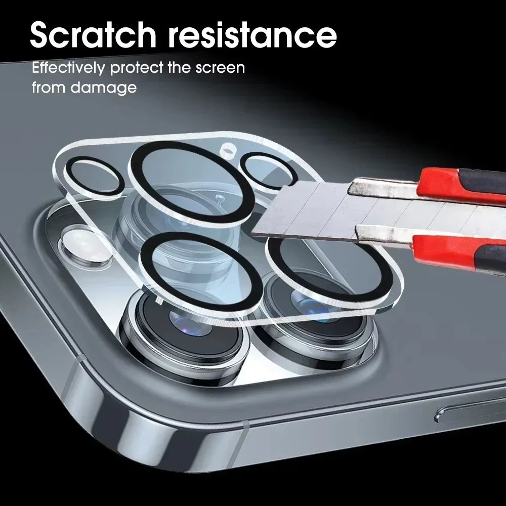 1-5Pcs Tempered Glass for iPhone 16 15 12 11 14 13 Pro Max 16 Plus Mini Camera Lens Protector Black Circle Protective Lens Film