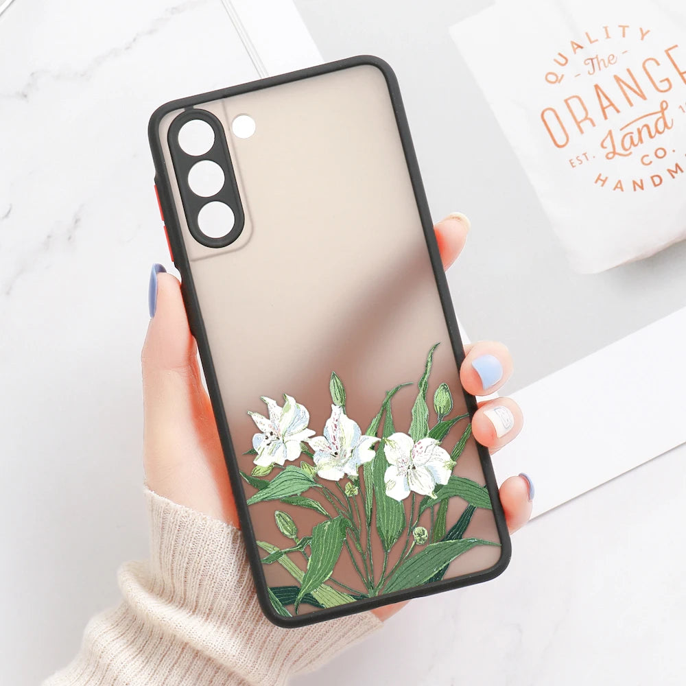 For Samsung S24 S22 Ultra Case Cover Samsung Galaxy S23 Ultra S 22 S21 S20 FE S10 Note 20 10 Plus S8 Lavender Flowers Clear Case