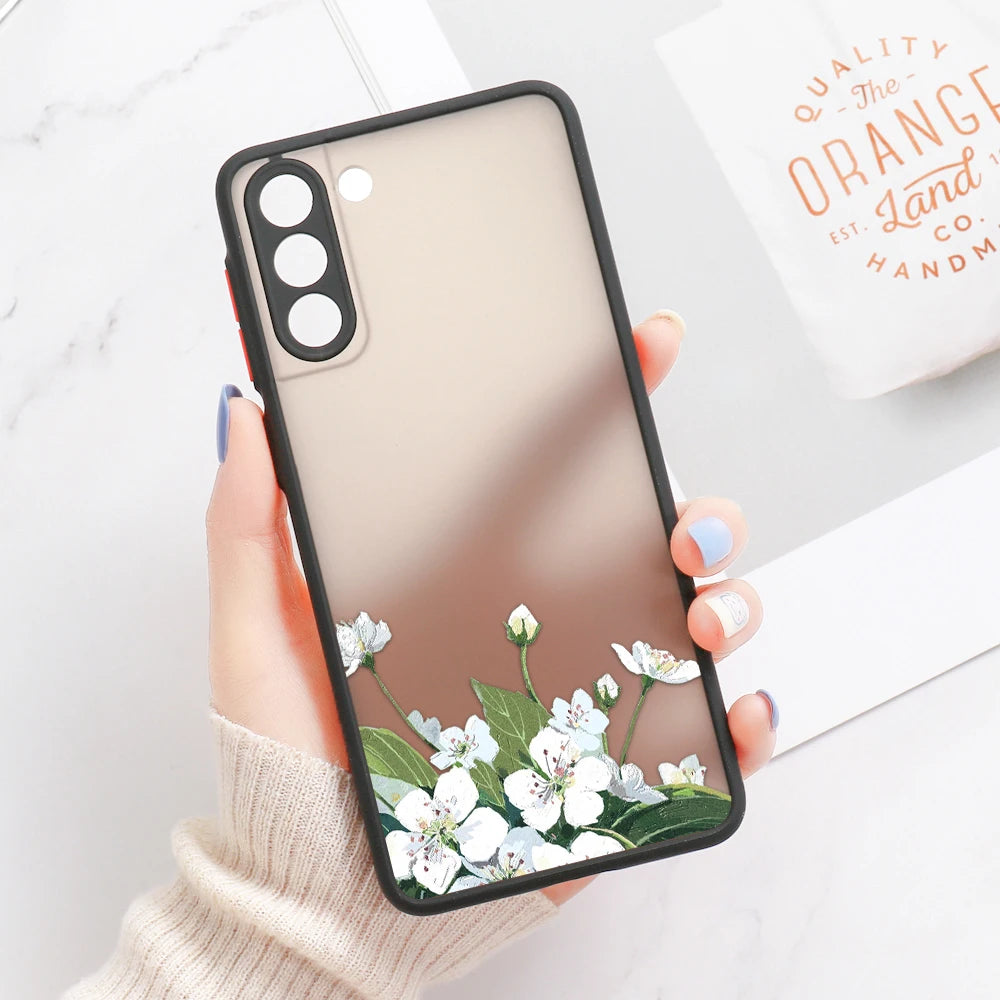 For Samsung S24 S22 Ultra Case Cover Samsung Galaxy S23 Ultra S 22 S21 S20 FE S10 Note 20 10 Plus S8 Lavender Flowers Clear Case