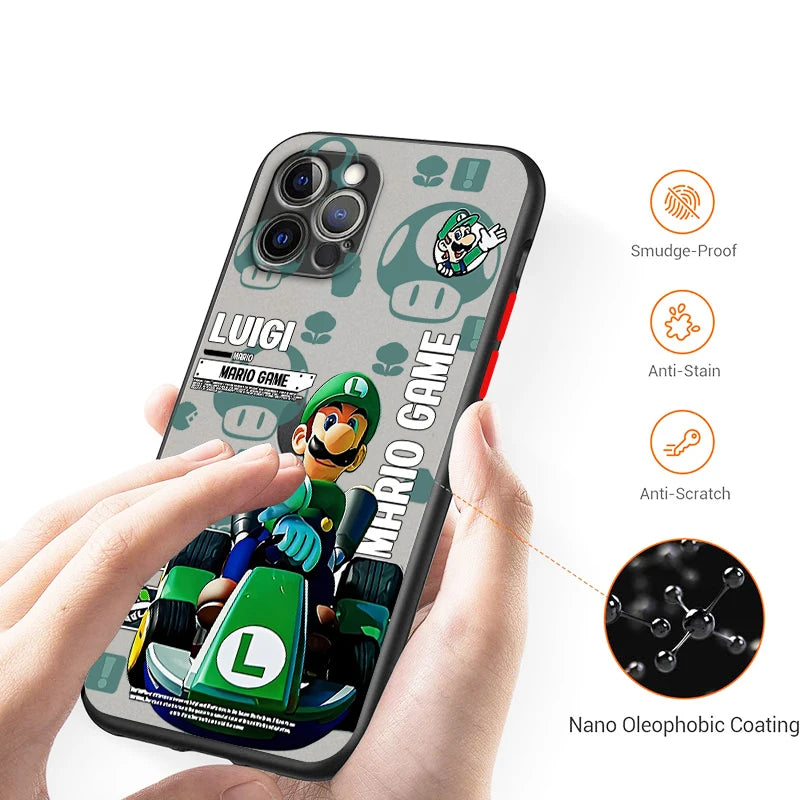 Childhood M-Marios Brave Game Frosted Translucent For Apple iPhone 16 15 14 13 12 11 XS XR X Pro Max Plus Mini Cover Phone Case
