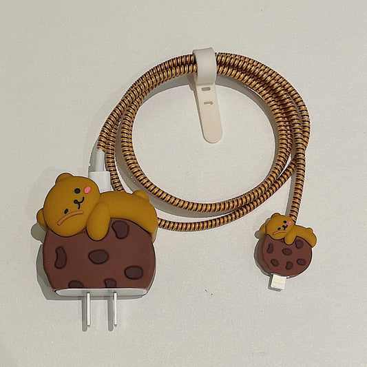 4pcs New Flower Charging Data Cable Protector for iPhone 18/20w Charger Protective Cover Winder Accessories for Iphone 14 15