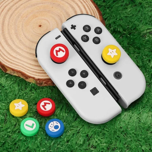 4pcs Super Mario Silicone Thumb Stick Grip for Nintendo Switch Ns Oled Joystick Controller Cover Protective Case Accessories