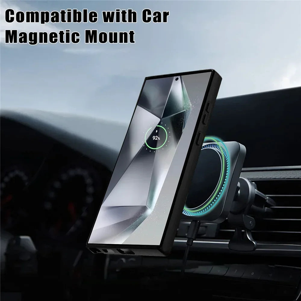 360° Full Shockproof Magsafe Case for Samsung Galaxy S25 S24 S23 S22 S21 Ultra Plus FE Wireless Charging Transparent Cover