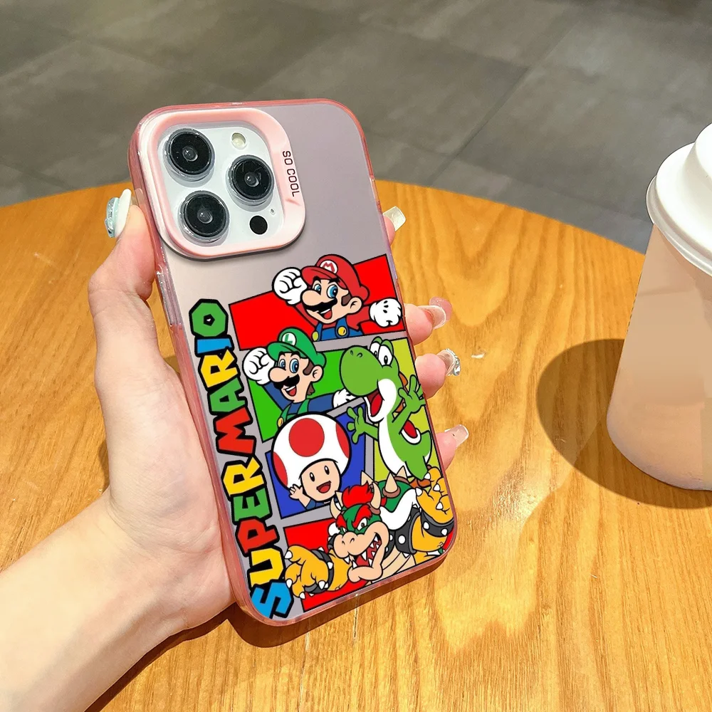 CARTOON T-The S-Super Mario Bros Movie  phone case FUNDA for iPhone 12 13 14 15 16 Max Pro Plus Mini Silver lMDaser Color Cover