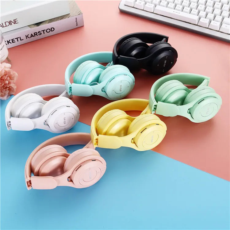 Y08 Wireless Bluetooth Headphone Macaron Headphones Stereo Headband Gaming Headset with Mic Gamer Girl Gift for Mobile Tablet