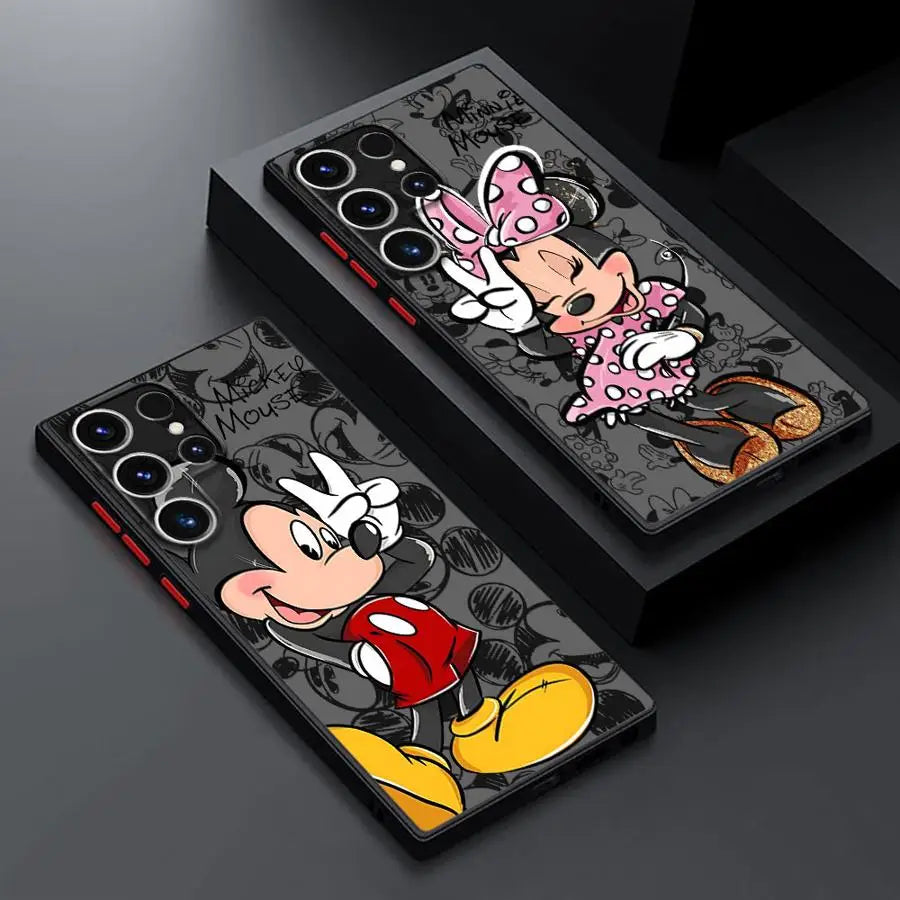 Cool Disney Mickey Minnie Matte Case for Samsung Galaxy S24Ultra S23 S25 Ultra S20 FE S21 S22 Plus S10 S9 S23 5G Phone Cover