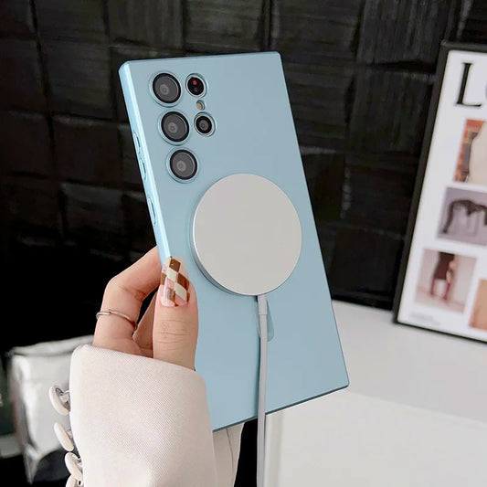 For Magsafe Magnetic Wireless Charging Phone Case For Samsung S24 Ultra S23 S22 S21 S25 Ultra Note 20 Ultra Plus Bumper Cover