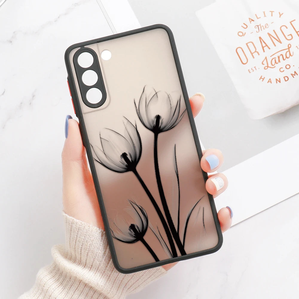 For Samsung S24 S22 Ultra Case Cover Samsung Galaxy S23 Ultra S 22 S21 S20 FE S10 Note 20 10 Plus S8 Lavender Flowers Clear Case