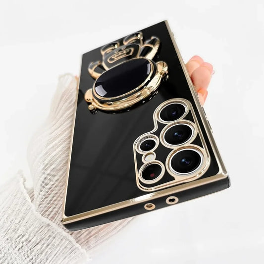 Luxury Astronaut Stand case for Samsung Galaxy S21 S22 S23 S24 S25 FE Ultra Plus Slim Fit Soft Shockproof  Electroplated Cover