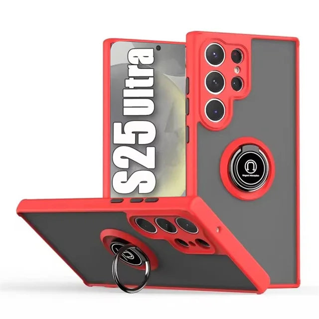 Magnetic Matte Case For Samsung Galaxy S25 S24 S23 S22 S21 S20 Ultra FE 5G S10 S9 Plus Lite Shock Proof Ring Holder Cover Funda
