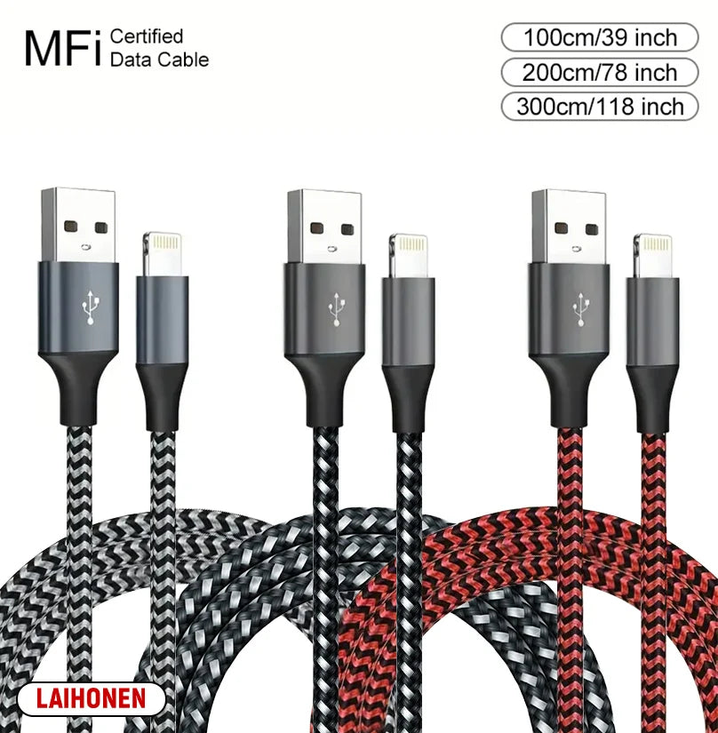 1M 2M 3M USB A To Lightning MFi Certified Cable For iPhone 14 13 12 11 X XR Pro Max Fast Charging Cable Charger Data Wire Cord