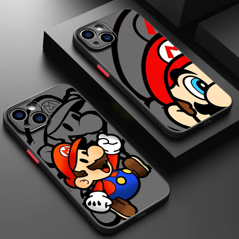 Mario Cool Cute Cartoon Frosted Translucent For Apple iPhone 15 14 13 12 11 XS XR X 8 7 SE Pro Max Plus Mini Soft Phone Case