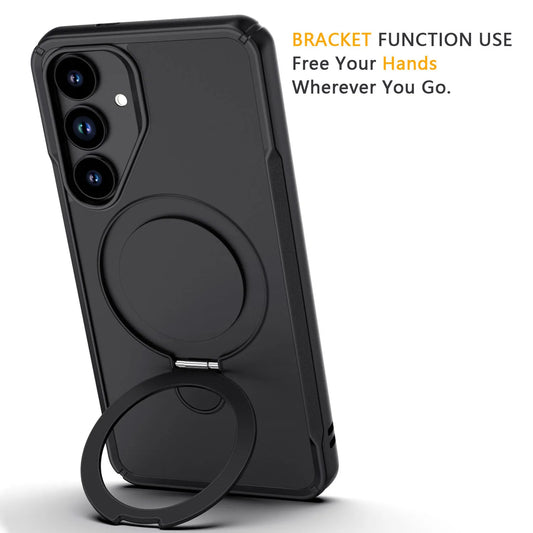 For Samsung Galaxy S24 S24 Plus S24 Ultra 5G Rugged Phone Case Shockproof Kickstand Holder Protective Cover Black Color