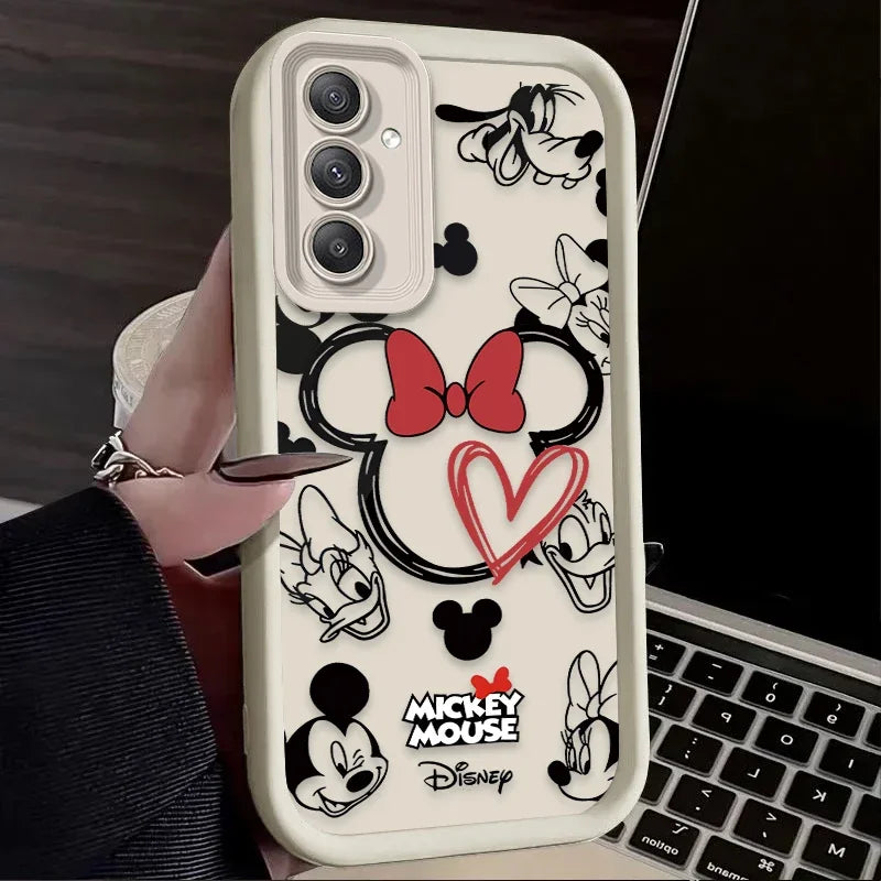 Cute Disney Mickey Minnie Phone Case for Samsung Galaxy S25 S24 S23 Ultra S22 S21 Plus FE 5G A54 A34 A14 A73 A53 A33 5G Cover