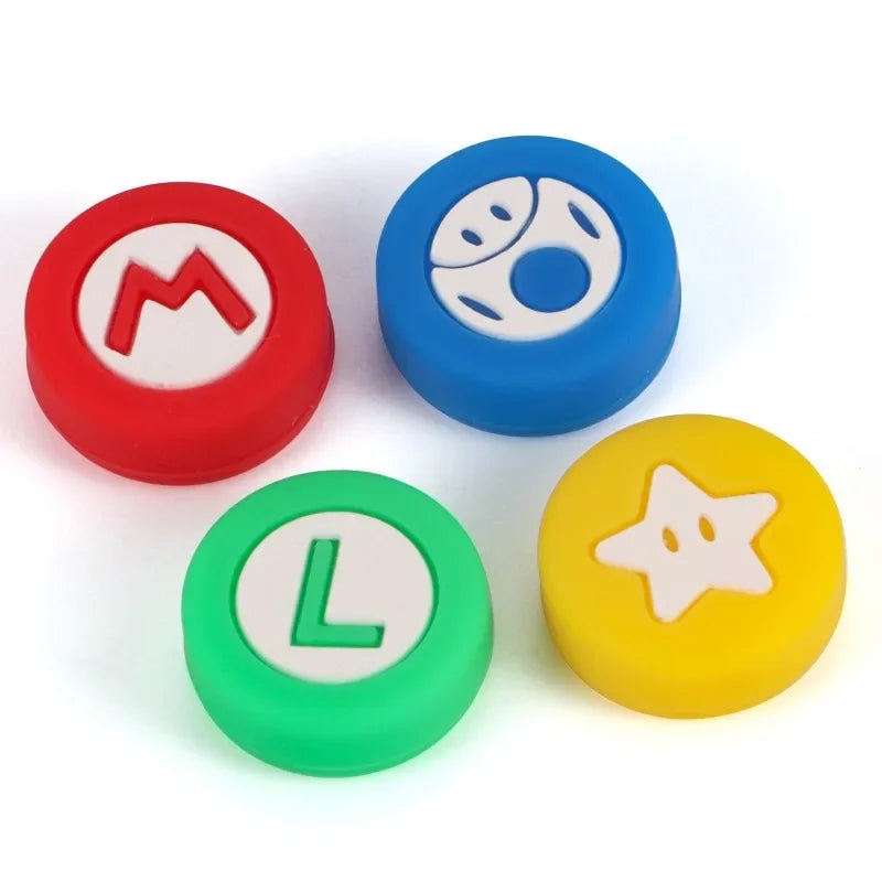 4pcs Super Mario Silicone Thumb Stick Grip for Nintendo Switch Ns Oled Joystick Controller Cover Protective Case Accessories