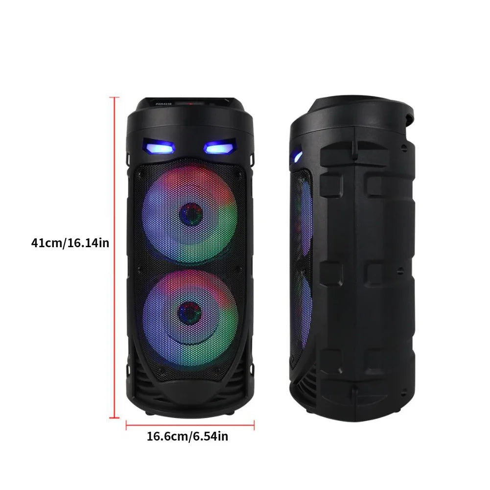 Bluetooth-Compatible Speaker Portable Speaker with Double Subwoofer Deep Bass Lights Wireless Stereo Speaker for Outdoor Party