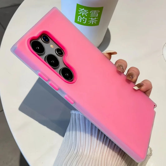 2-in-1 Candy Color Matte Jelly Hard Phone Case For Samsung S25 S24 Ultra S23 FE S22 Plus A55 A54 A53 A35 A34 A33 A15 A14 Cover