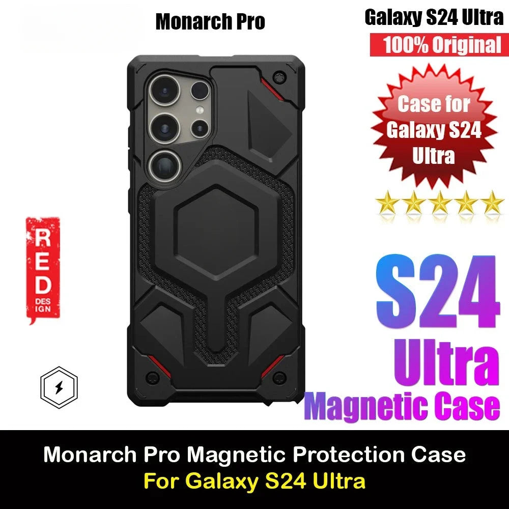 Kevlar Monarch Pro Serie High Qualitiy Drop Protection Case with Magnetic Charging Compatible for Samsung Galaxy S24 Ultra Cover
