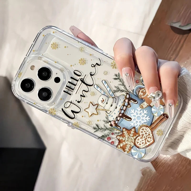 Christmas-themed phone case,Suitable for iPhone 17, 16, 15, Plus, Pro, Max series of mobile phones - for use as a gift