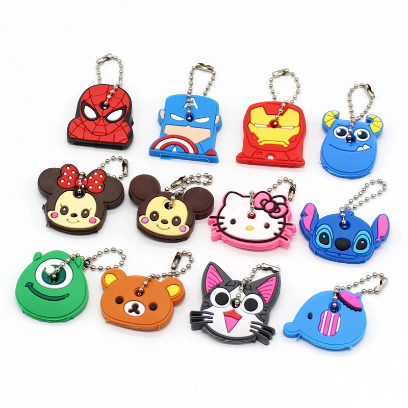 Cartoon Silicone Protective Key Cover Sleeve Key Control Dust Cover Holder Case Cute Animation Figures Keychain Keyring Pendant