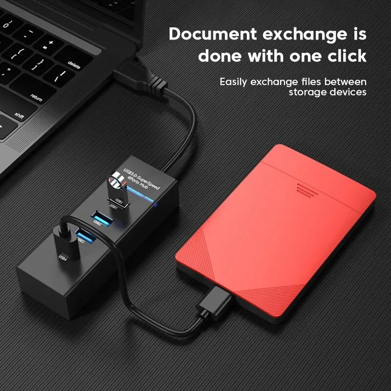 4 Ports USB 3.0 Hub USB Hub High Speed USB Splitter Adapter 5Gbps PC Computer Accessories Multiport Hub 4 USB 3.0 2.0 Ports