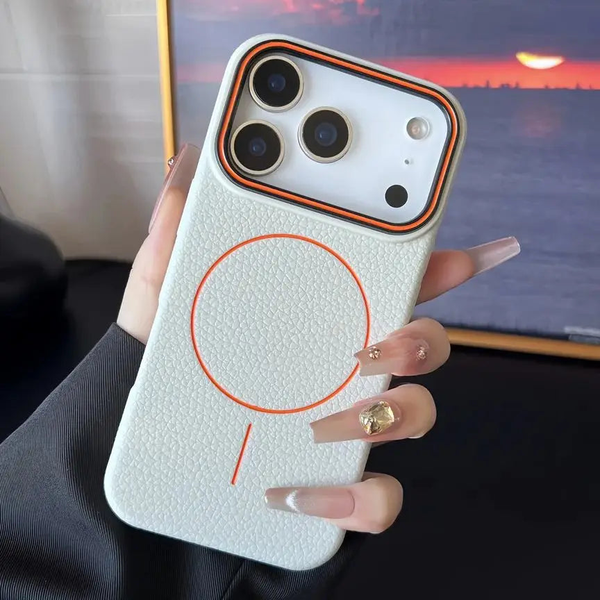 Frosted Hit Color Lichee Pattern Magnetic Phone Case For iPhone 17 Air 16 15 14 13 12 11 Pro Max Plus For Magsafe TPU Soft Cover