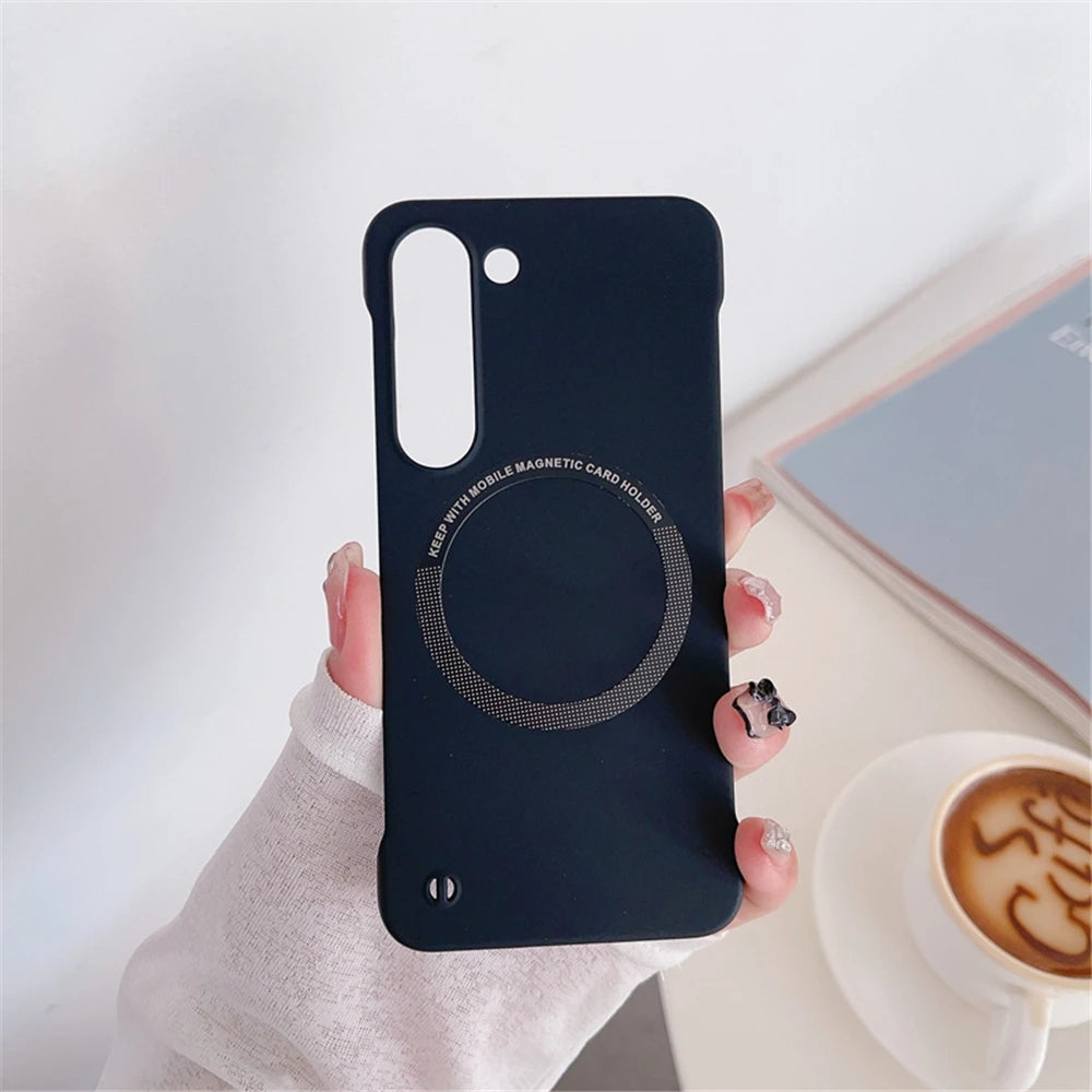 Luxury Ultra Thin Frameless Magnetic For Magsafe Case For Samsung S25 Edge S24 S23 Ultra S22 Plus S21 S20 FE Slim Hard Matte Cap