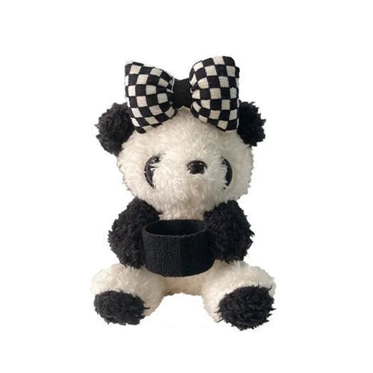 Plush Panda Clutch Decoration Car Wiper Turn Signal Switch Ornaments Cute Bowknot Panda Car Wiper Doll Auto Interior Accessories