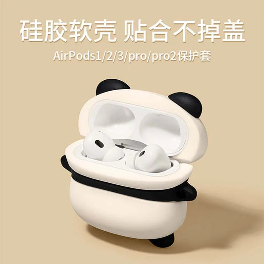 Cute Lying Panda Headphone Case For AirPods 4 (2024) Airpod Pro 1 2 3 Bluetooth Earbuds Charging Box Protective Earphone Cover