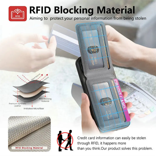RFID Leather Card Back Case for Samsung Galaxy S26 Ultra 5G Luxury Cover Phone Holder Funda S25 Edge S24 FE S23 S22 S 21 Plus 25