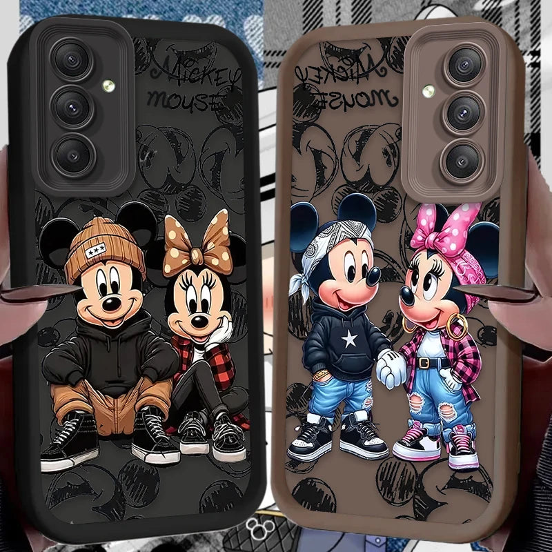 Fashion Disney Mickey Minnie Case for Samsung Galaxy S25 S24 S23 Ultra S22 S21 Plus FE 5G A54 A34 A14 A73 A53 A33 5G Soft Cover