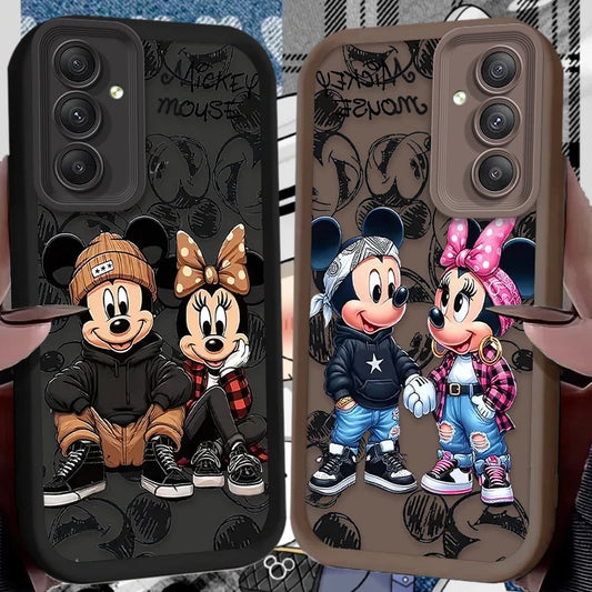 Fashion Disney Mickey Minnie Case for Samsung Galaxy S25 S24 S23 Ultra S22 S21 Plus FE 5G A54 A34 A14 A73 A53 A33 5G Soft Cover