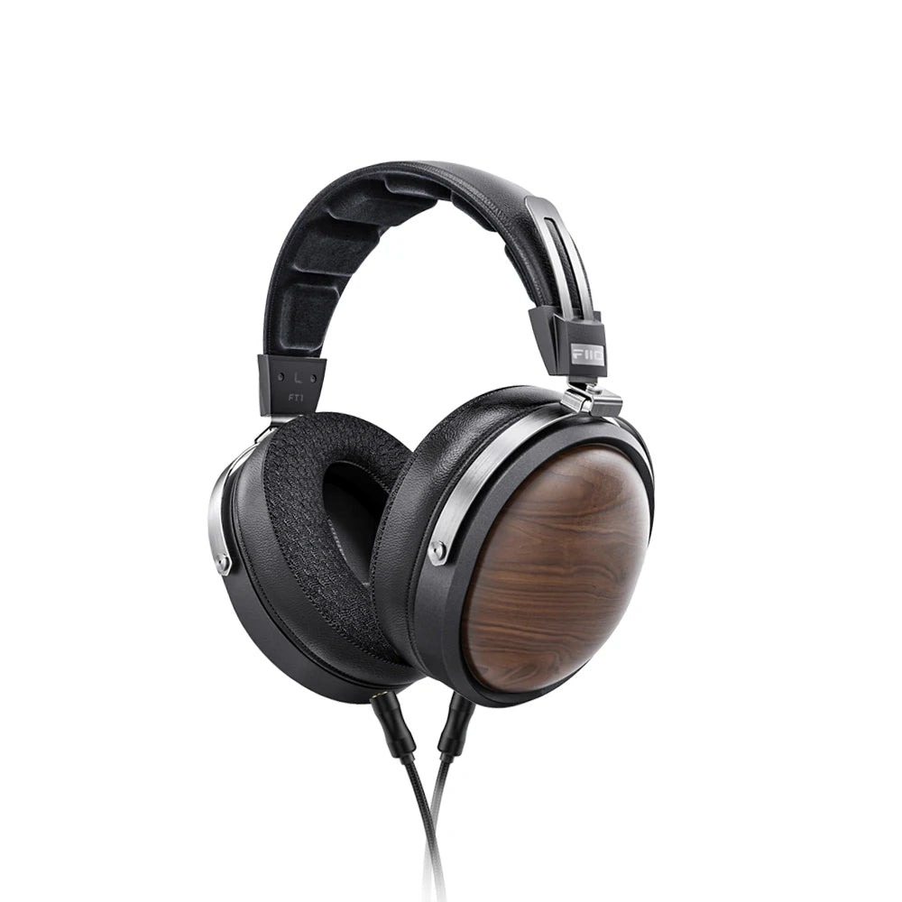 FiiO FT1-New version Closed-Back Over-Ear Fiber Composite Diaphragm Wired Hi-Fi Headphones, American walnut Ear Cups for Studio