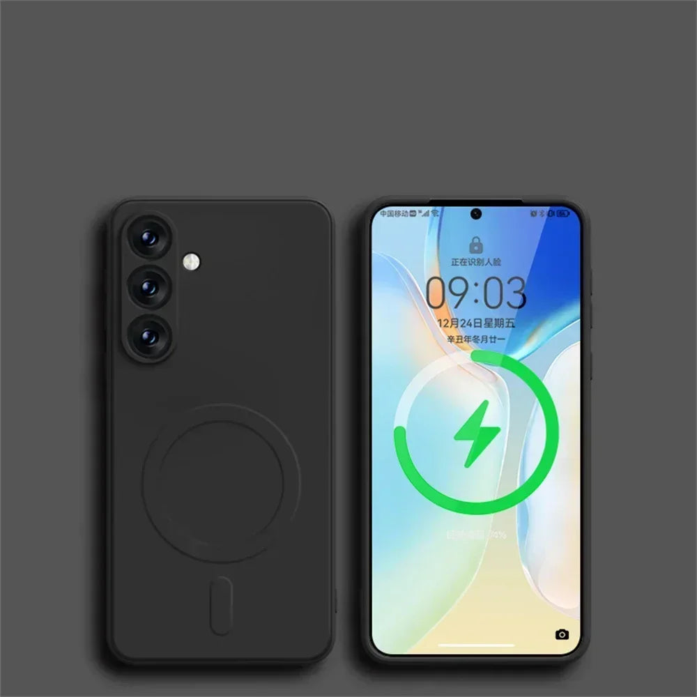 Original Liquid Silicone Magnetic Wireless Charge Case For Samsung Galaxy S25 S24 S23 S22 S21 Ultra For Magsafe Shockproof Cover