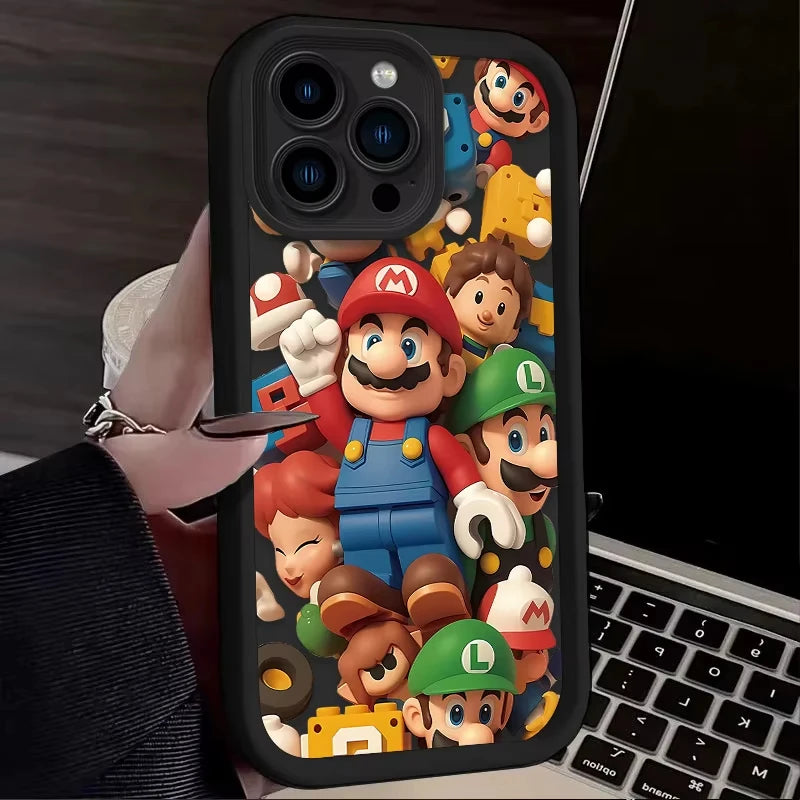 Lovely S-Super M-Mario Bros Phone Case For iPhone 16 15 14 13 12 11 Pro Max XS Max XR 7 8 Plus Shockproof Silicone Soft Cover